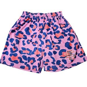 Eric Emanuel Mesh Shorts Men Large Pink Blue Leopard Print EE Basic Cheetah